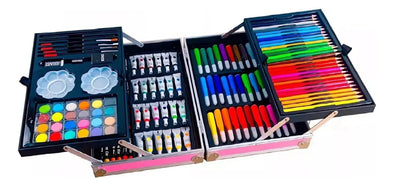 Kit/set De Arte Dibujo Maletin Metalico 145 Piezas Niños