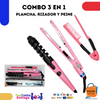 Alisado perfecto Combo Plancha Rizador y Peine Rosado