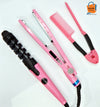 Alisado perfecto Combo Plancha Rizador y Peine Rosado