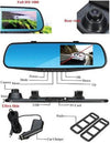 Espejo Retrovisor Doble Camara Full Hd Carro 4.3''