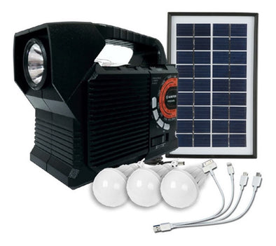 Kit Solar Sonivox Radio con Linterna y Bluetooth y Usb +con  4 bombillos y panel solar.