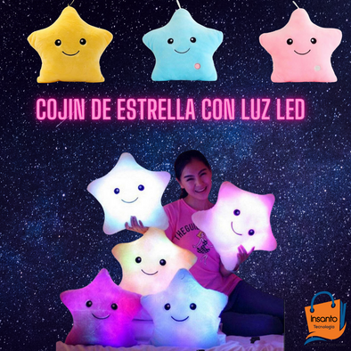 Almohada Cojin Estrella Luminosa Peluche Con Luz LED