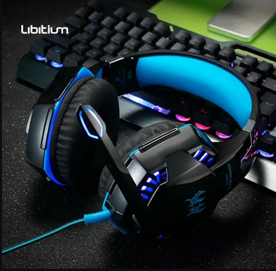 Audífonos Gamer Kotion G2000  Azul, Naranja y Roja Con Luz Led