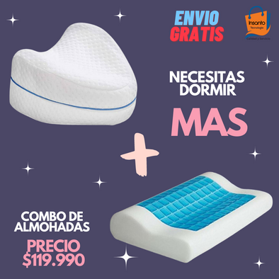 COMBO DE ALMOHADA DE ENTRE PIERNA Y ALMOHADA DE GEL.