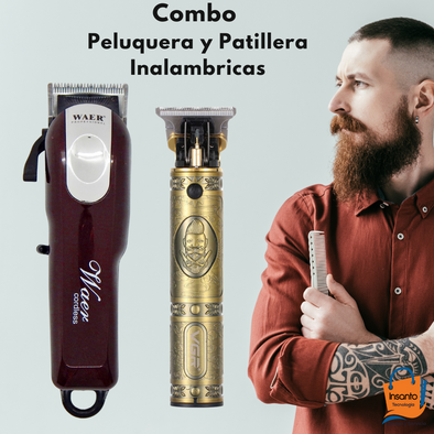 Peluquera Inalambrica Waer X7 y Patillera Vgr Buda 085