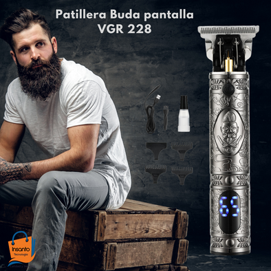 Patillera Profesional Plateada Recargable Vgr 228 con pantalla LED