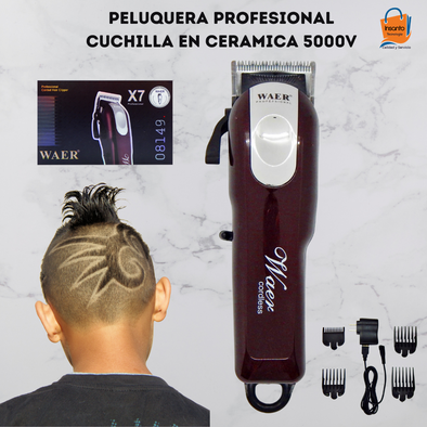 Maquina Peluquera Motilar Inalámbrica para trabajo con 4 guias de corte