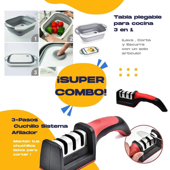 Tabla de Cocina para Cortar Plegable con Lavado Portátil De Verduras GRATIS Afilador de Cuchillos