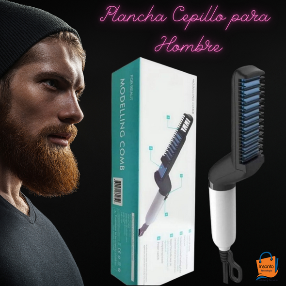 Plancha Cepillo Para Hombre Alisa Y Peina Barba Y Cabello